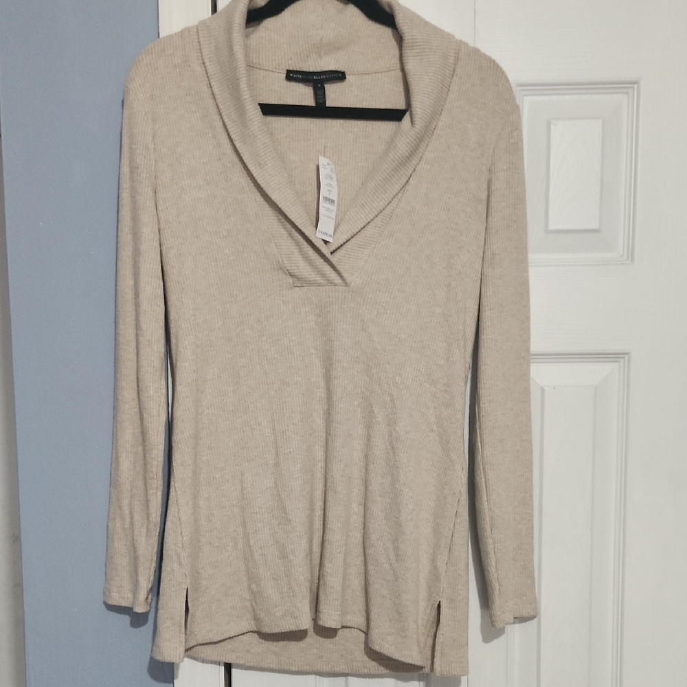 White House Black Market Cream Cowl Neck Sweater